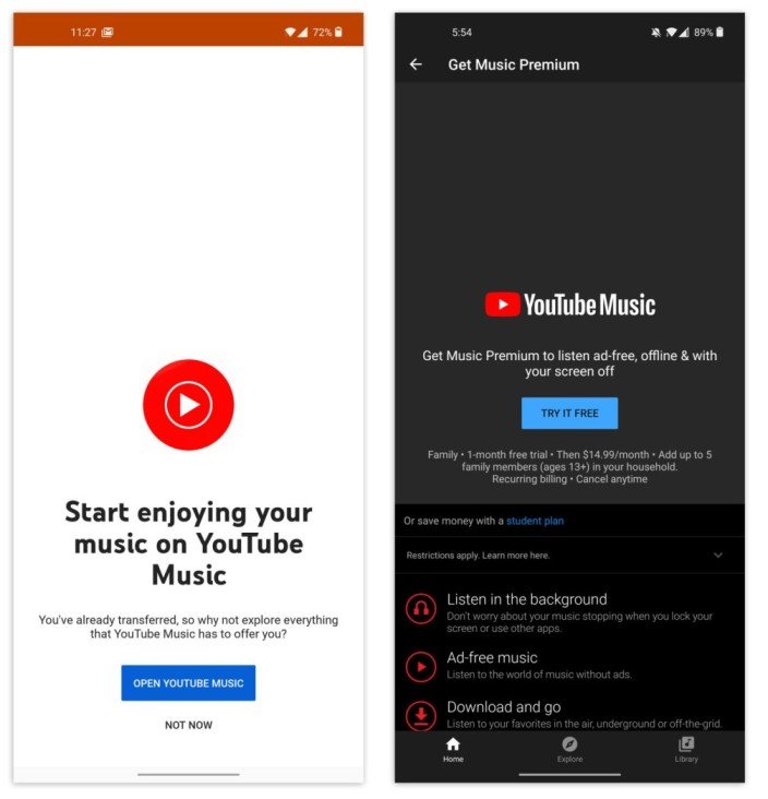 YouTube Music trial personalized suggest - Infotonics Media